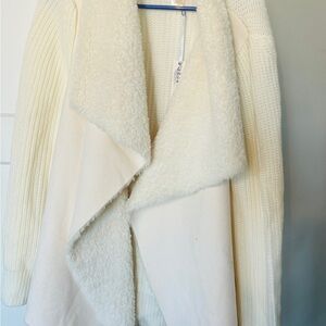 Women's Cream Jacket with Faux Fur Collar
